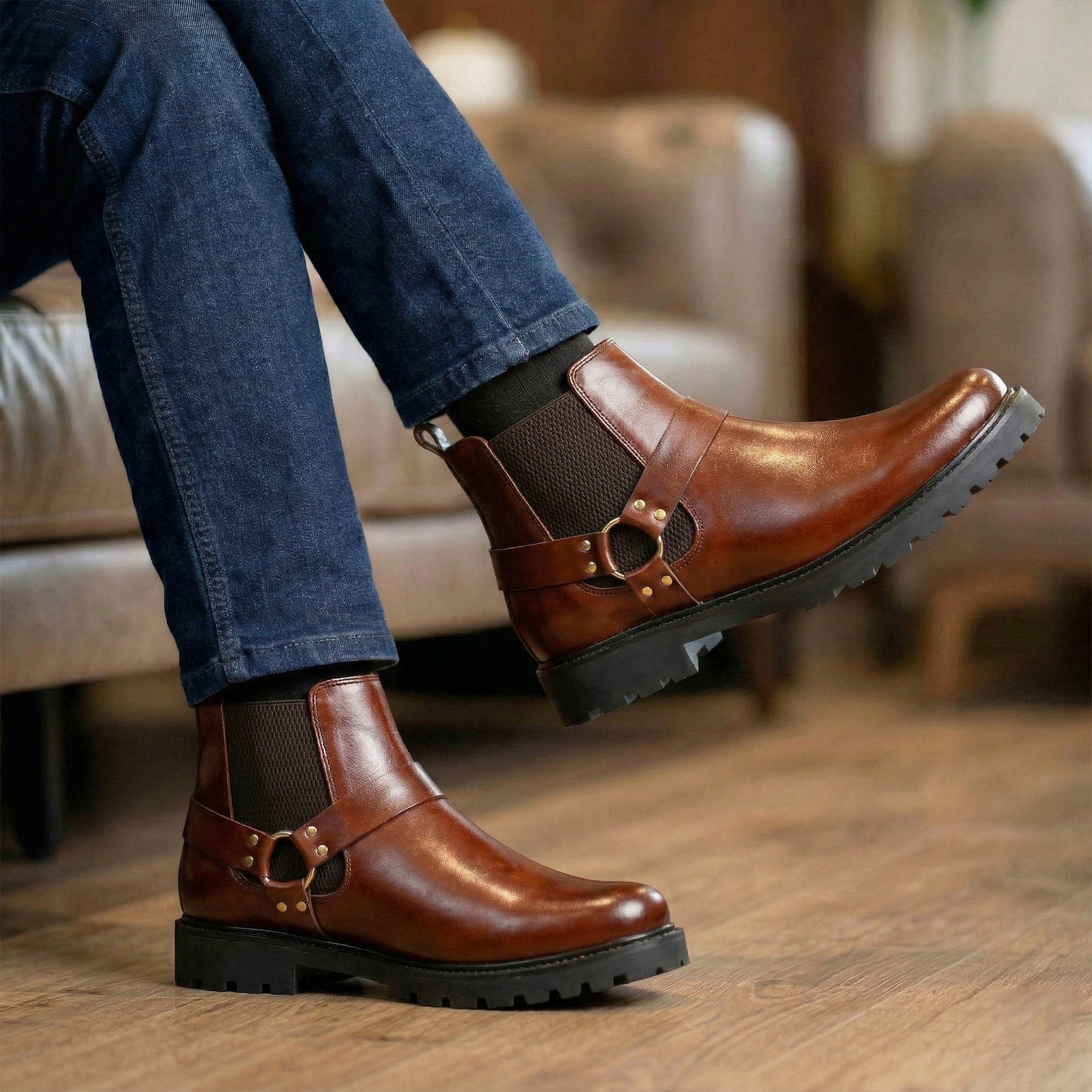 Baxxico Faux Vegan Leather Ultra Stylish Comfortable Slip on Chelsea Boots for Men
