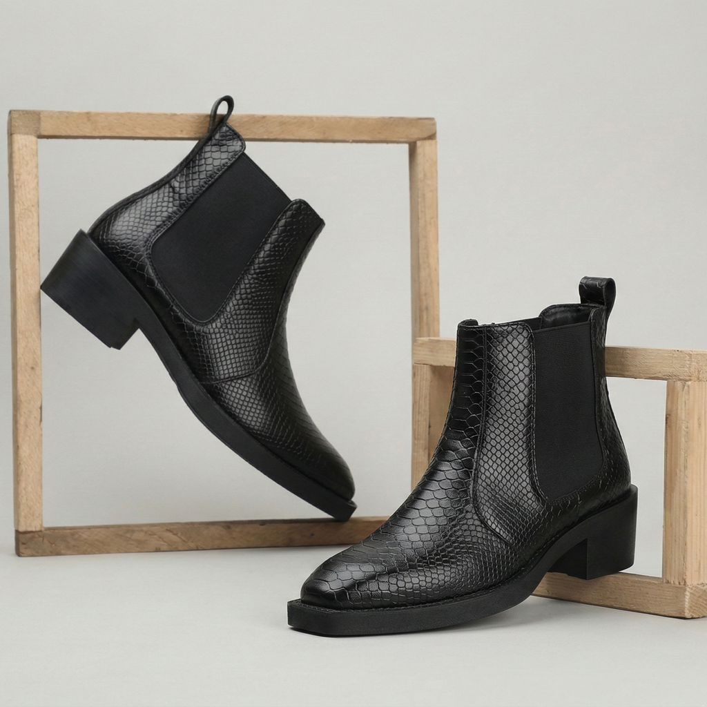 BAXXICO Mens Stylish 2 Inch Height Boosting Ankle Boots