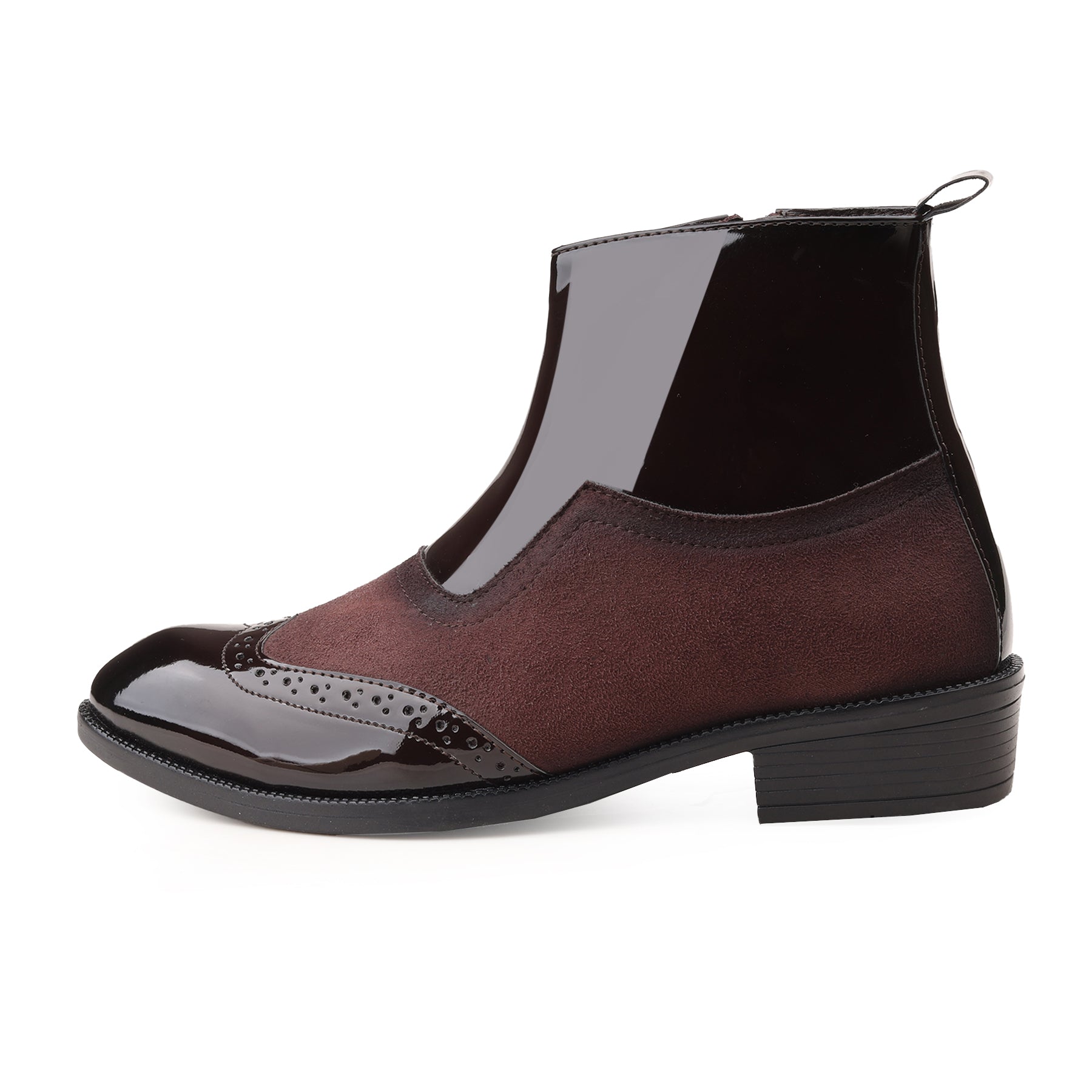 BAXXICO Mens Premium Suede and Patent Chelsea Boots