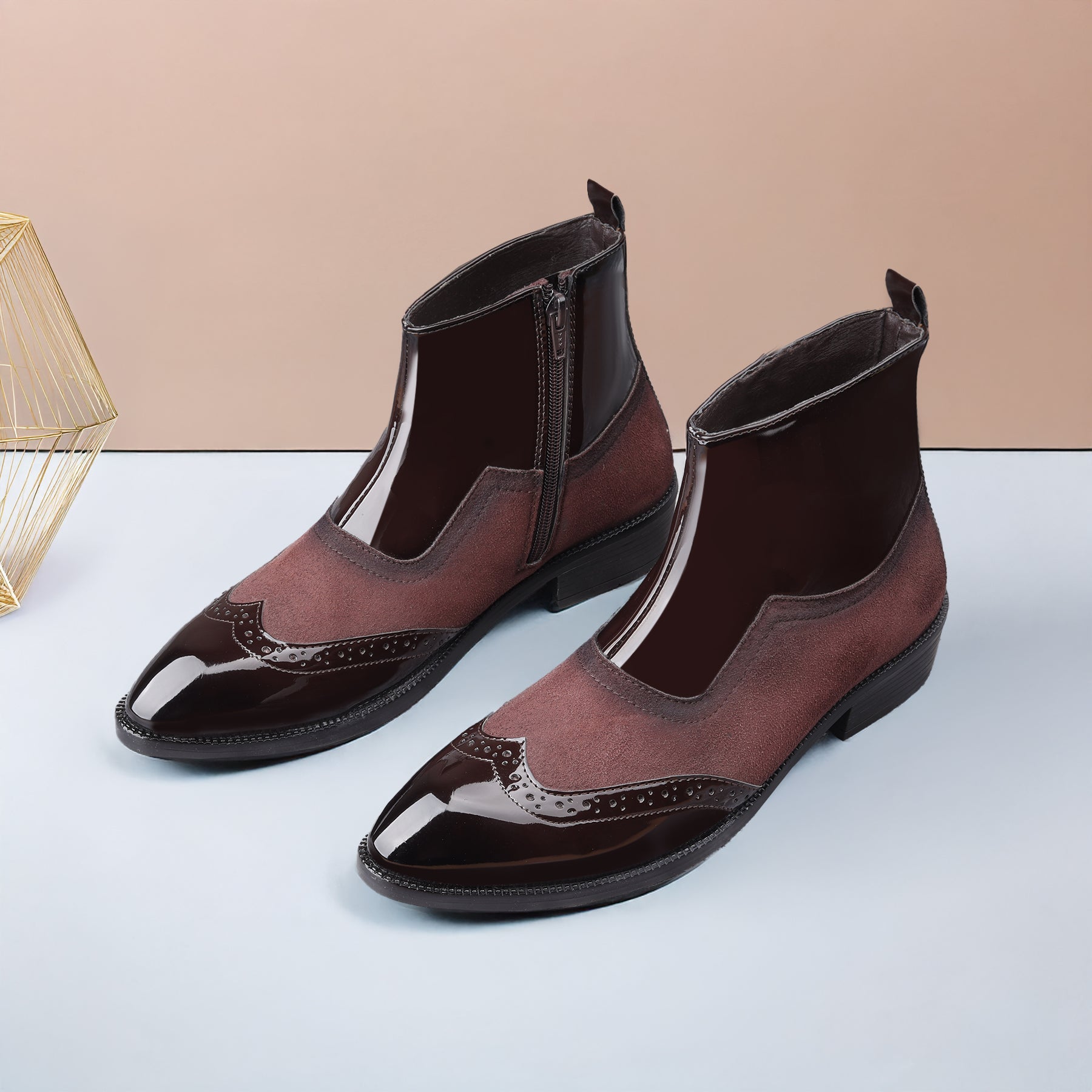 BAXXICO Mens Premium Suede and Patent Chelsea Boots