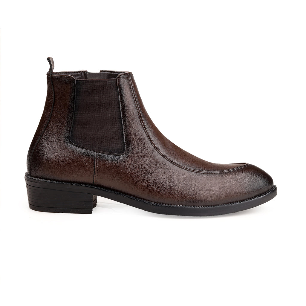 BAXXICO Men Faux Leather Chelsea Boots with Side Zipper and TPR Sole