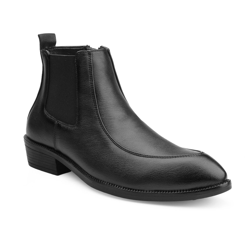 BAXXICO Men Faux Leather Chelsea Boots with Side Zipper and TPR Sole