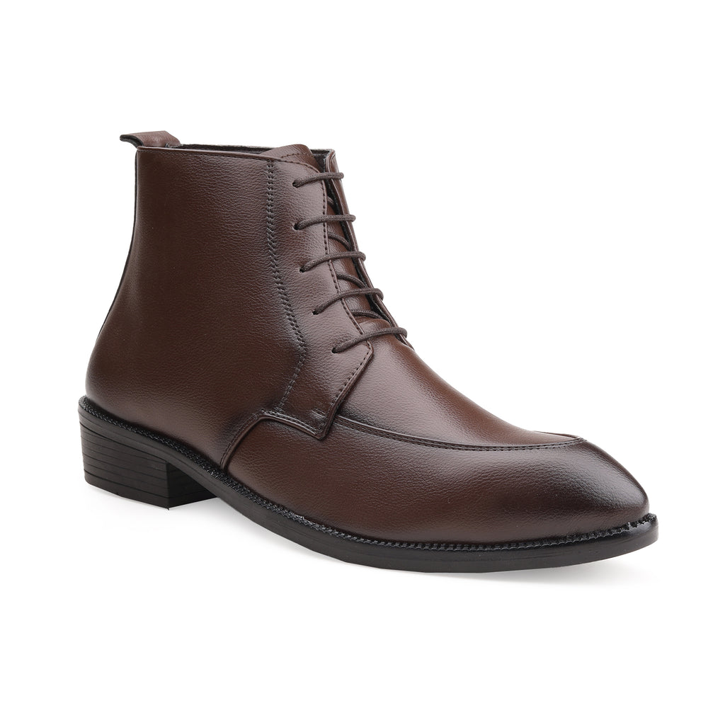 BAXXICO Mens Faux Leather Lace Up Ankle Boots with TPR Sole