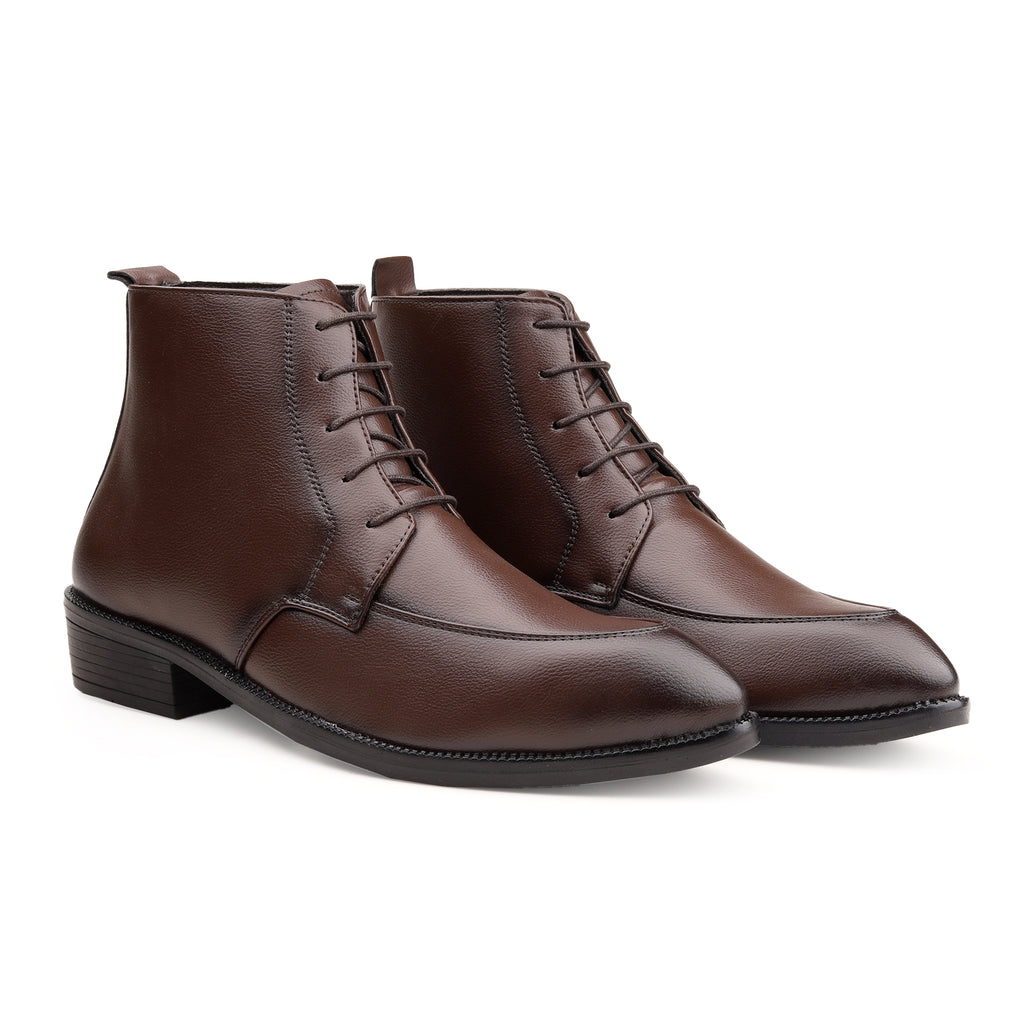 BAXXICO Mens Faux Leather Lace Up Ankle Boots with TPR Sole