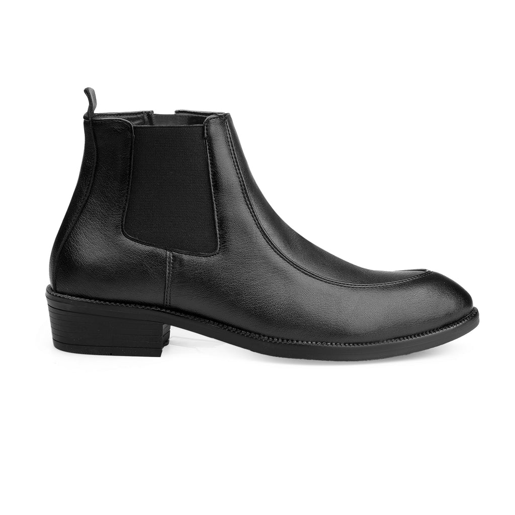 BAXXICO Men Faux Leather Chelsea Boots with Side Zipper and TPR Sole