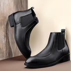 BAXXICO Men Faux Leather Chelsea Boots with Side Zipper and TPR Sole