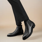 BAXXICO Men Faux Leather Chelsea Boots with Side Zipper and TPR Sole