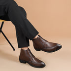 BAXXICO Mens Faux Leather Lace Up Ankle Boots with TPR Sole