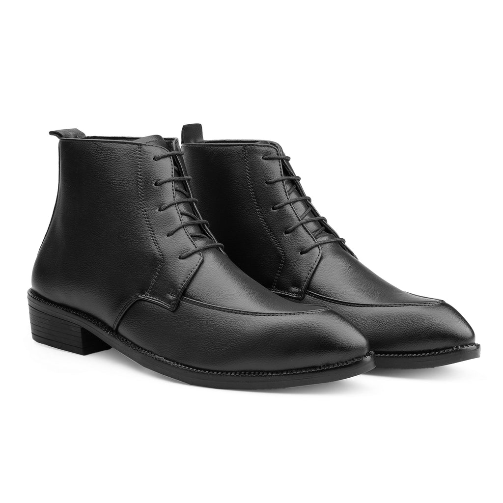 BAXXICO Mens Faux Leather Lace Up Ankle Boots with TPR Sole