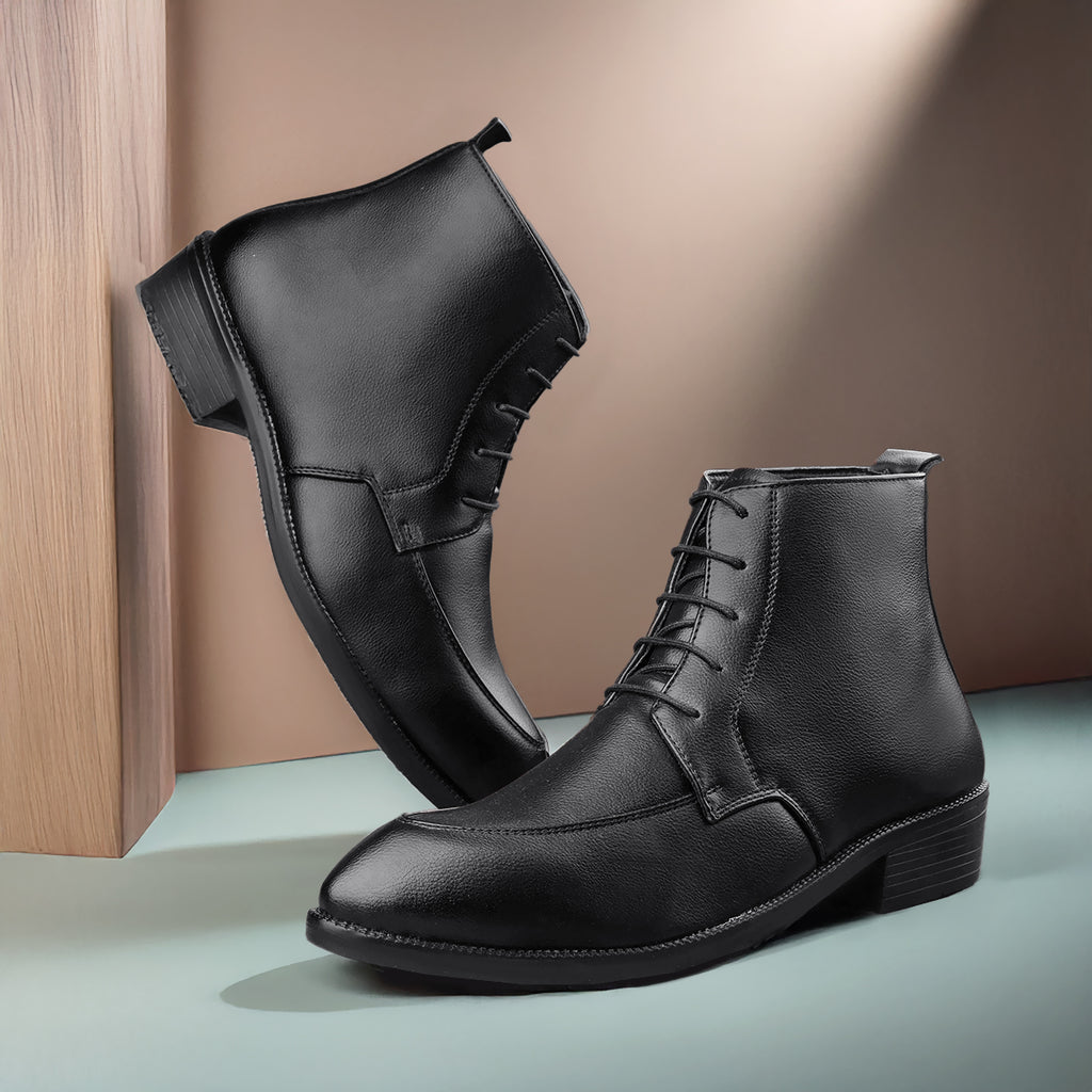 BAXXICO Mens Faux Leather Lace Up Ankle Boots with TPR Sole