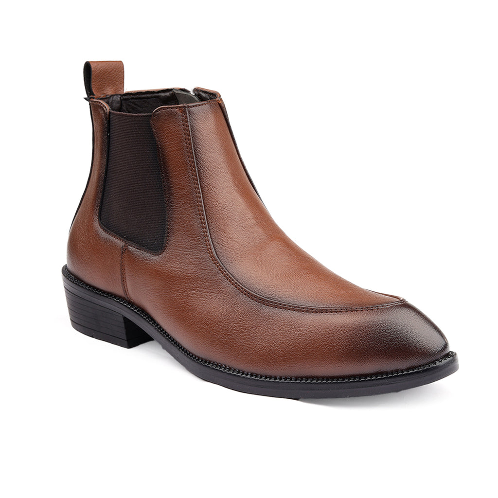 BAXXICO Men Faux Leather Chelsea Boots with Side Zipper and TPR Sole