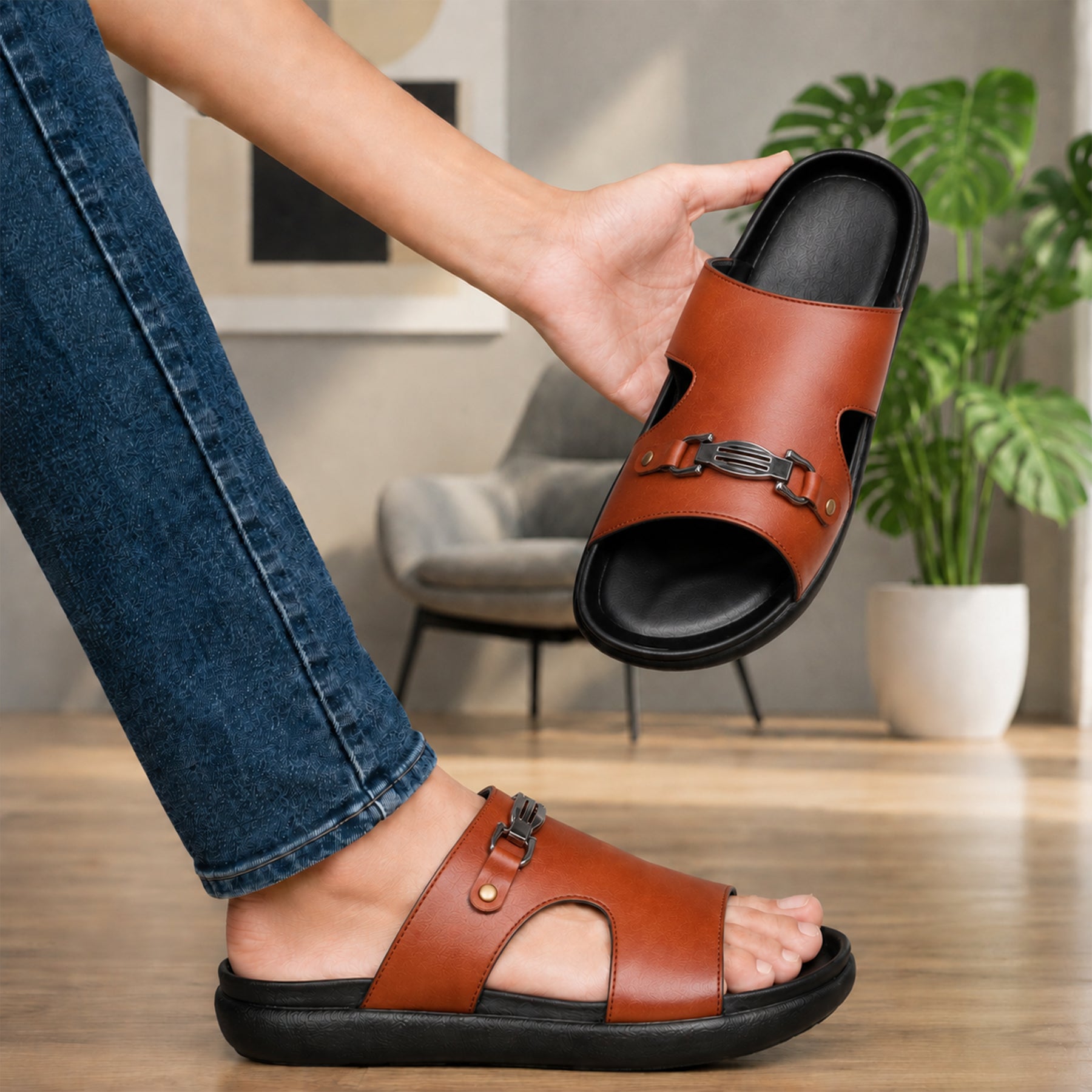 BAXXICO Mens Premium Comfort Slide Sandals with Lightweight