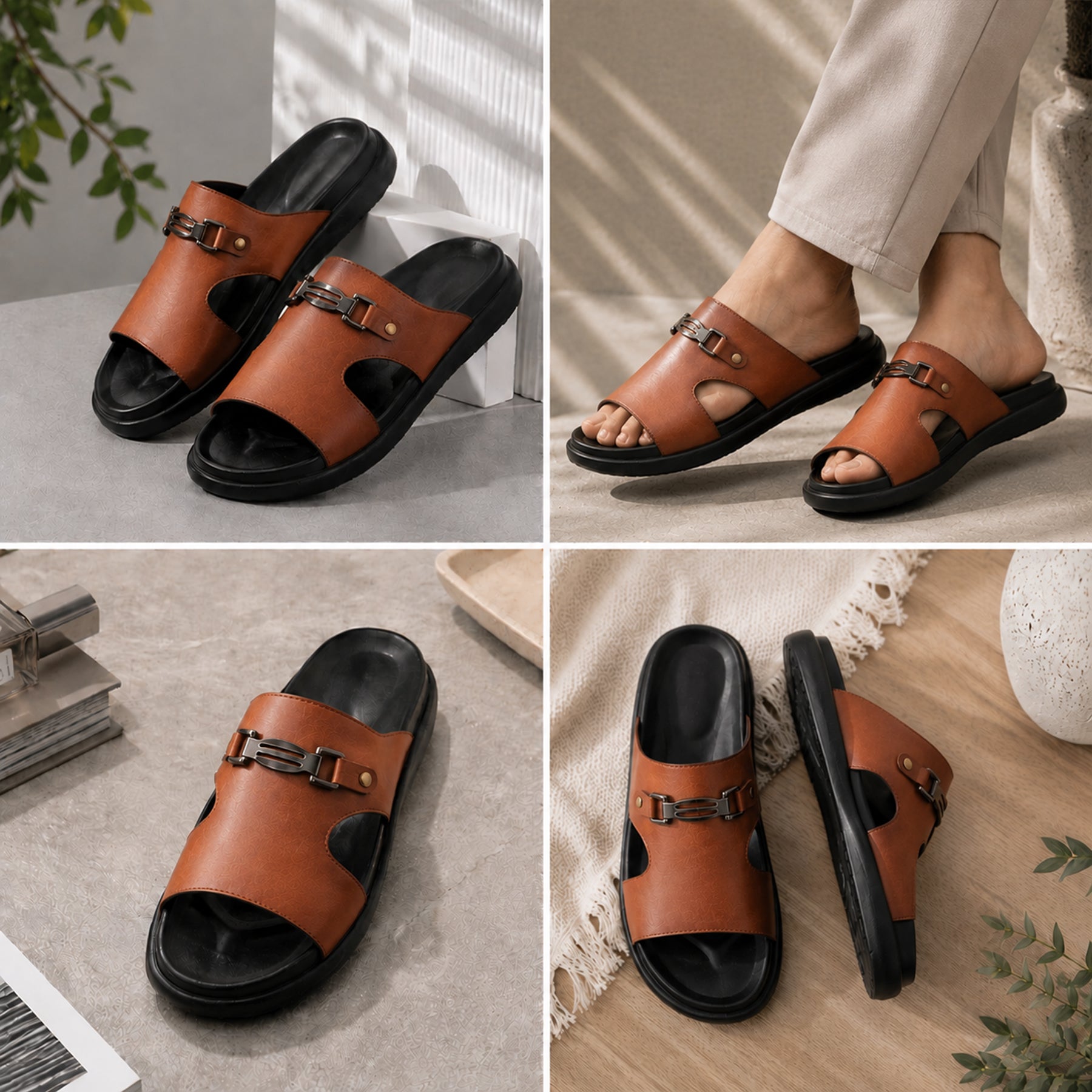BAXXICO Mens Premium Comfort Slide Sandals with Lightweight