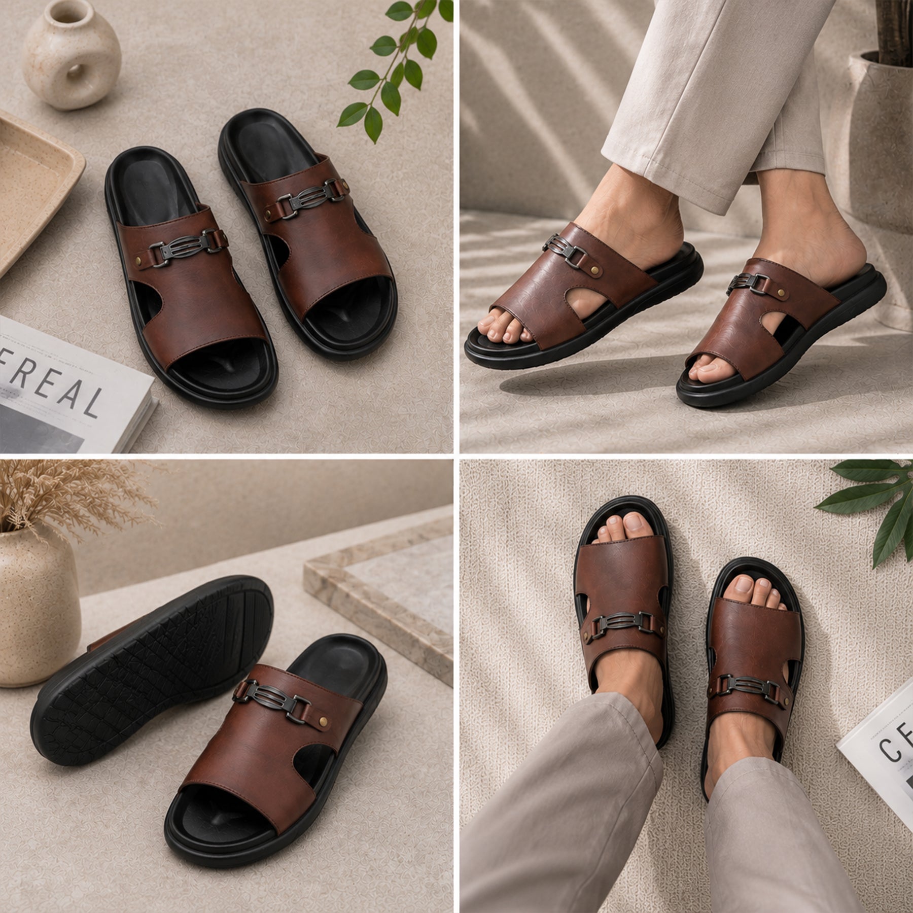 BAXXICO Mens Premium Comfort Slide Sandals with Lightweight