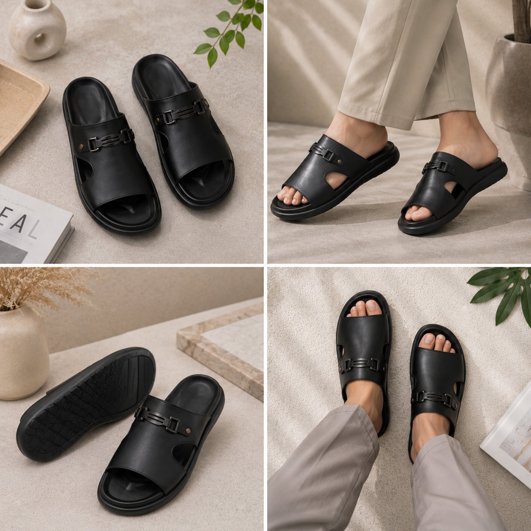 BAXXICO Mens Premium Comfort Slide Sandals with Lightweight