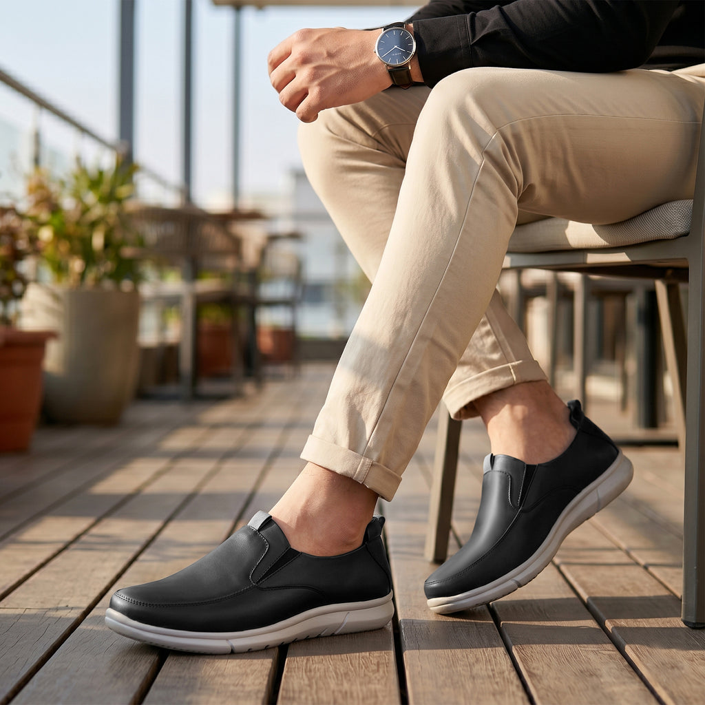 BAXXICO Mens Smart Comfort Slip On Shoes for All Day Wear
