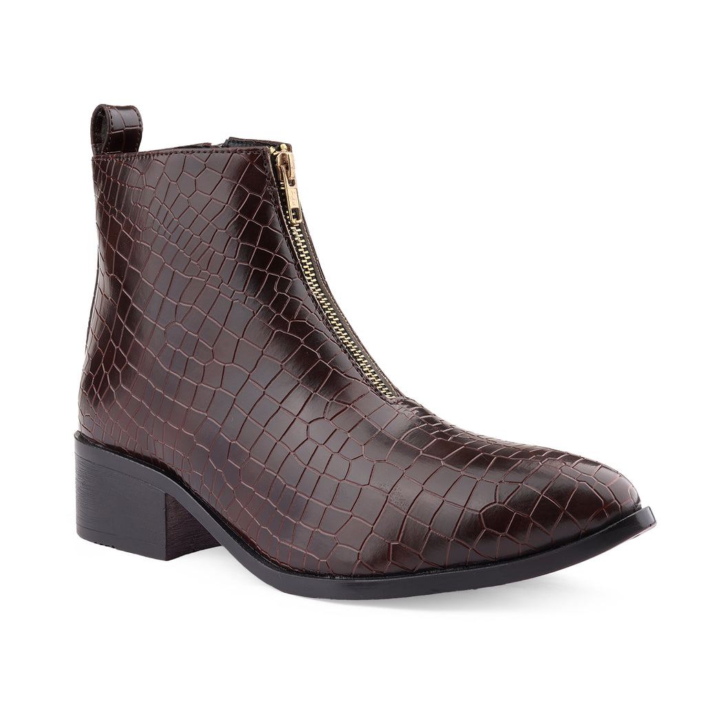 BAXXICO Mens Ankle Boots Stylish Zip Up Boots for Office Travel and Daily Wear