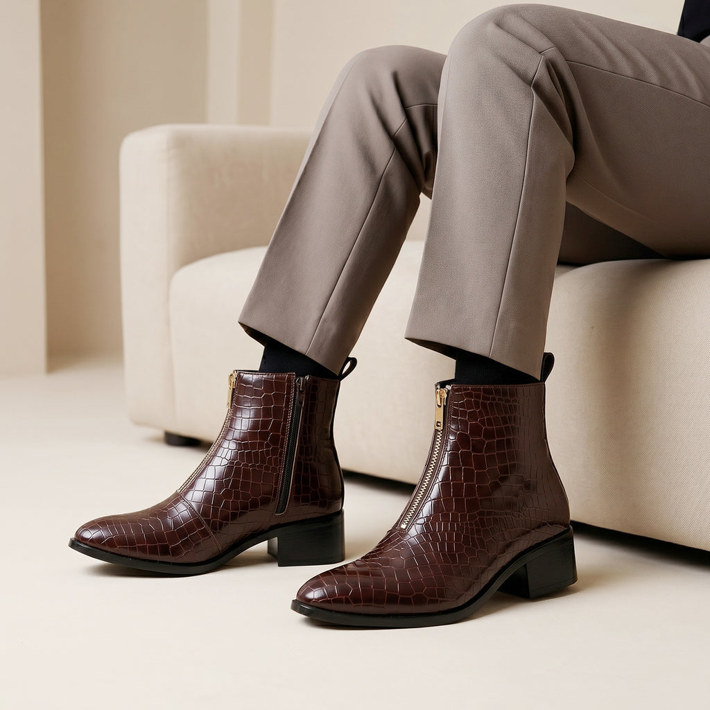 BAXXICO Mens Ankle Boots Stylish Zip Up Boots for Office Travel and Daily Wear