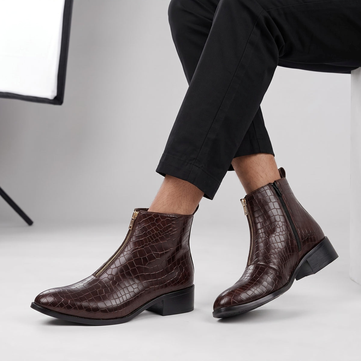BAXXICO Mens Ankle Boots Stylish Zip Up Boots for Office Travel and Daily Wear