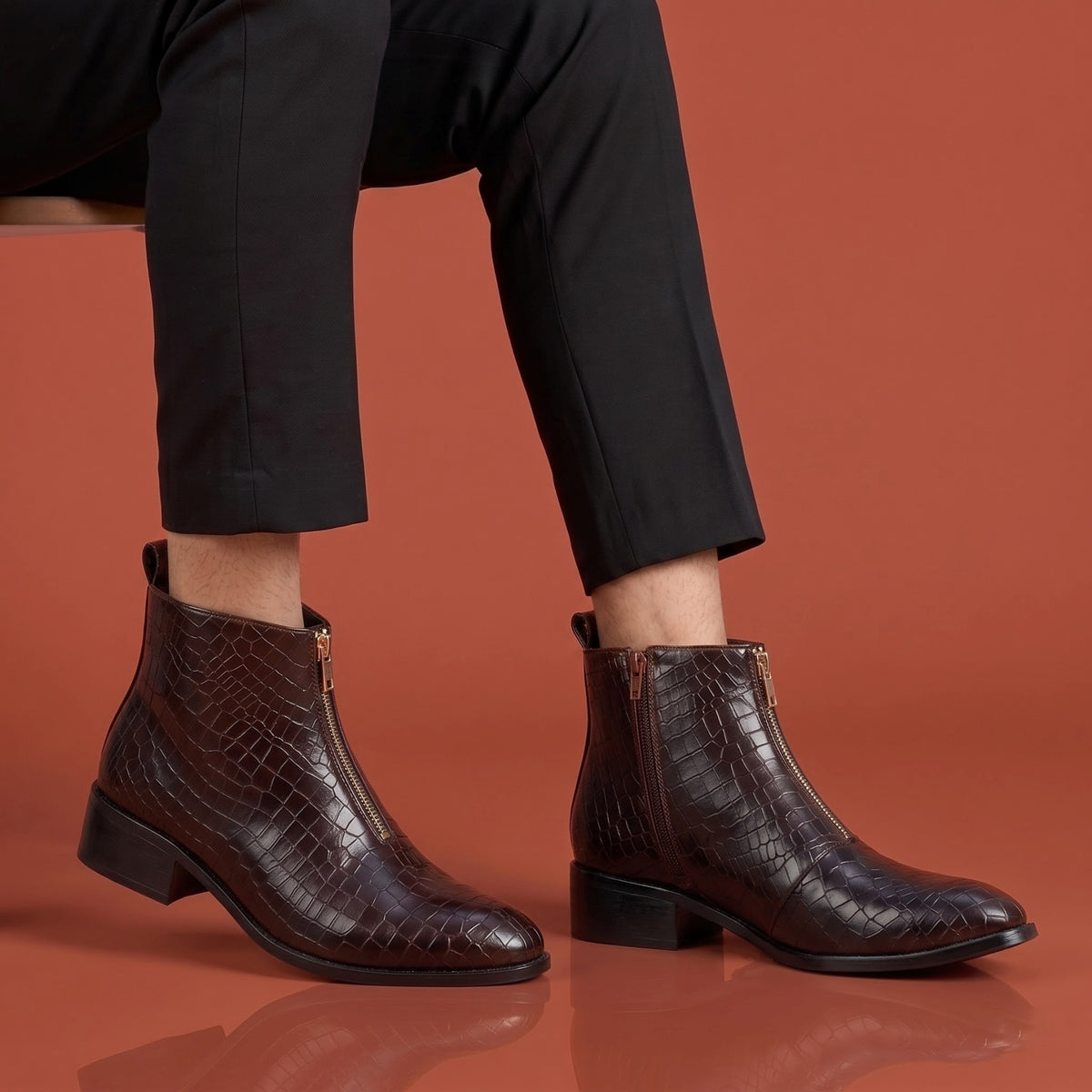 BAXXICO Mens Ankle Boots Stylish Zip Up Boots for Office Travel and Daily Wear