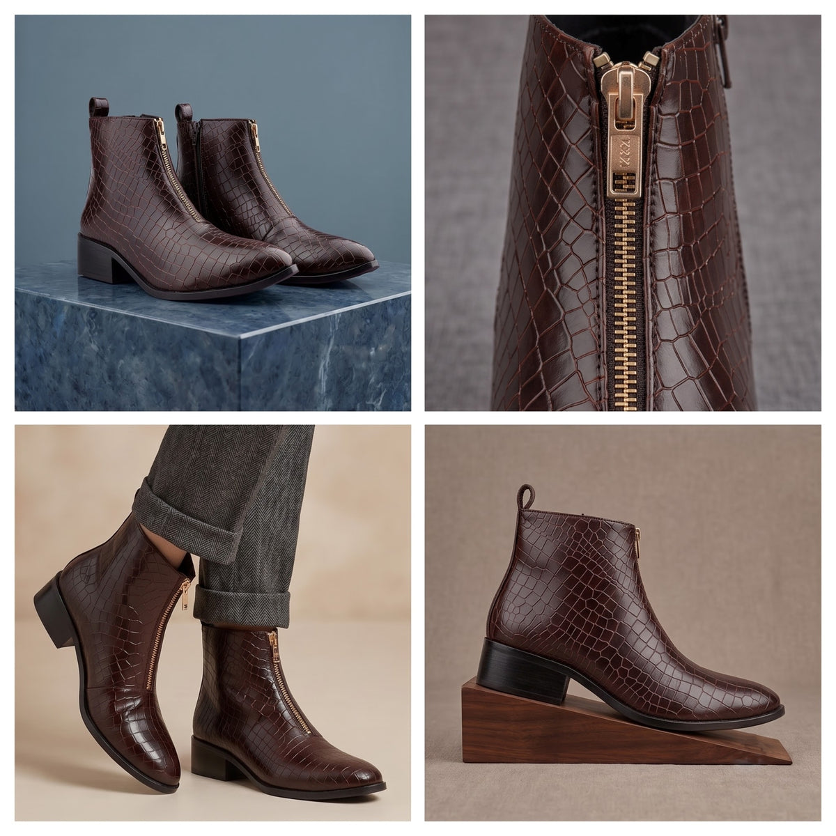 BAXXICO Mens Ankle Boots Stylish Zip Up Boots for Office Travel and Daily Wear