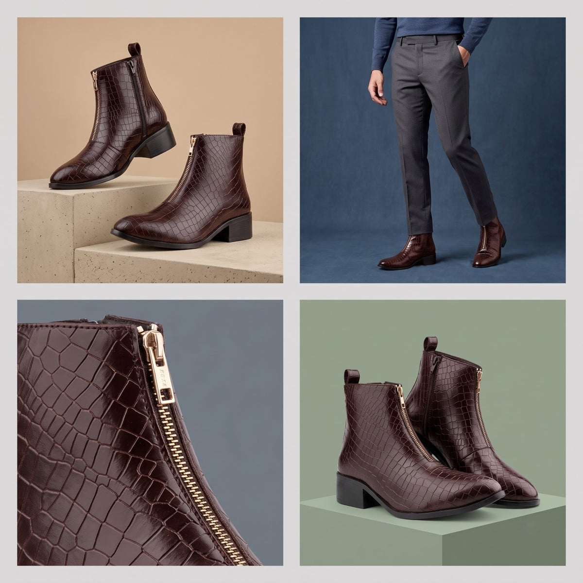 BAXXICO Mens Ankle Boots Stylish Zip Up Boots for Office Travel and Daily Wear
