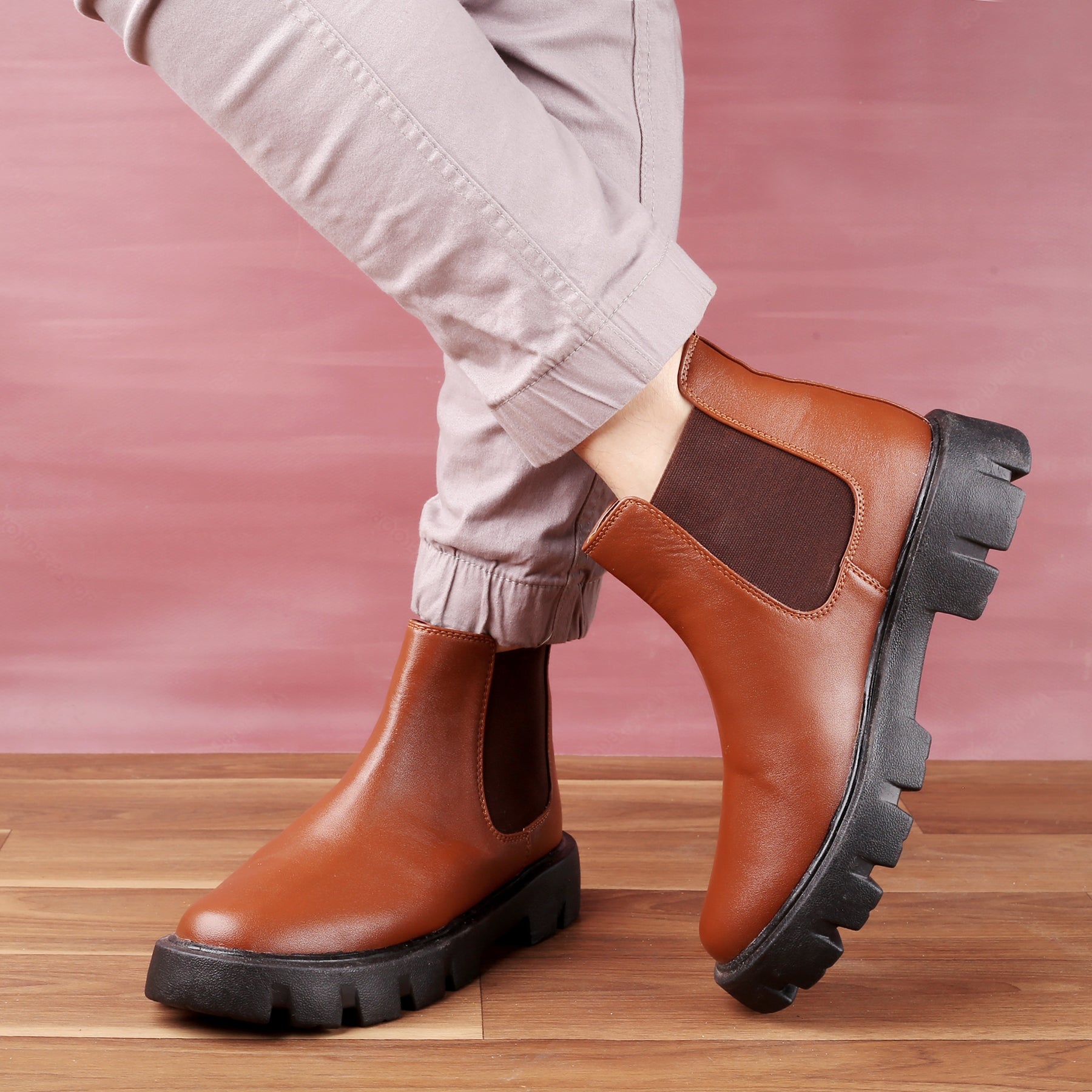 Baxxico Faux Vegan Leather Chelsea Ankle Slip on Boots for Men