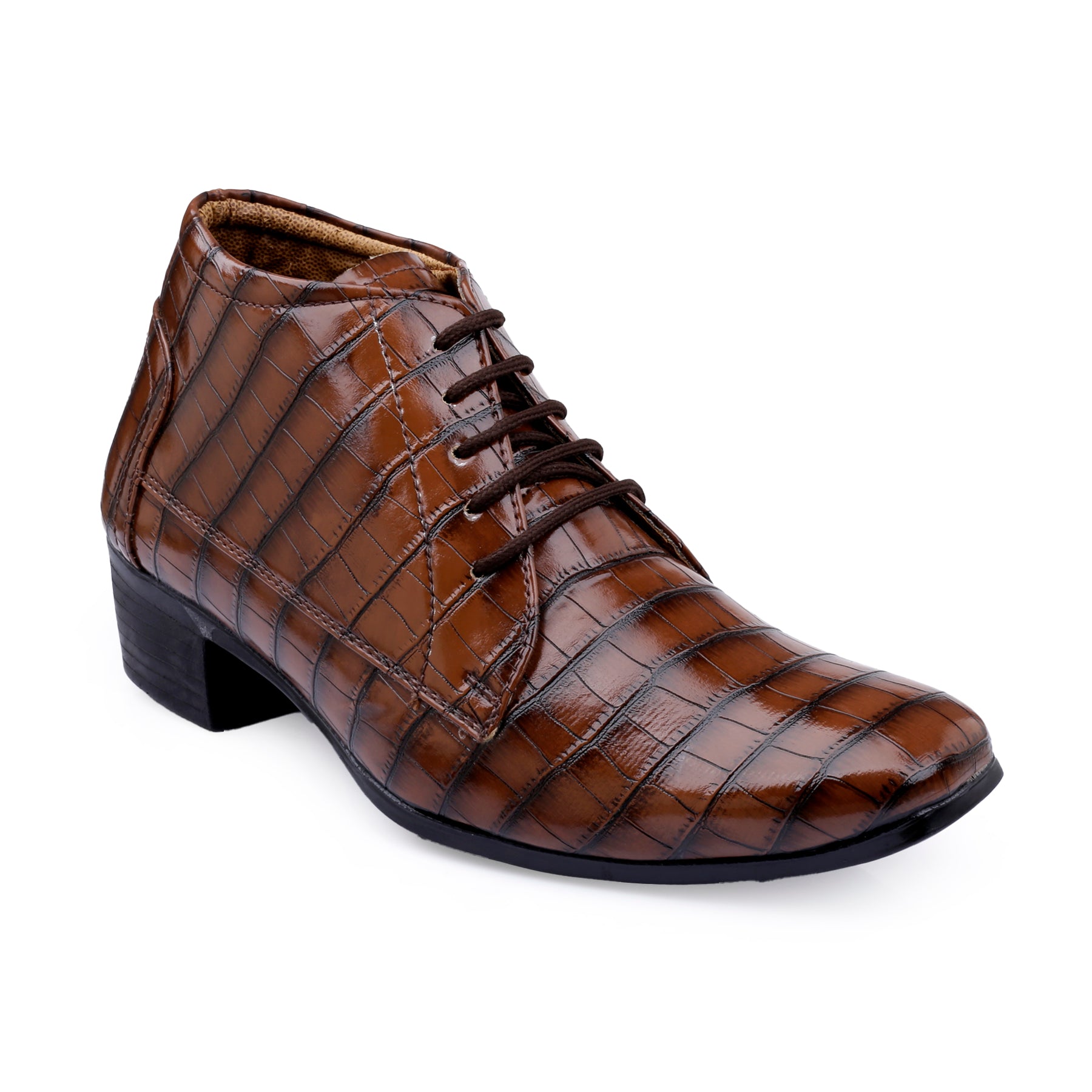BAXXICO Mens Height Increasing Derby Faux Vegan Leather Formal Wear Boots