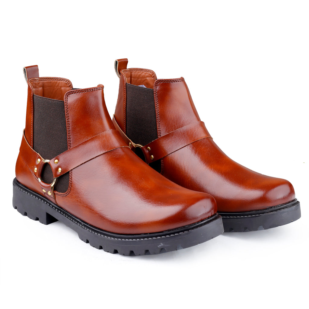 Baxxico Faux Vegan Leather Ultra Stylish Comfortable Slip on Chelsea Boots for Men