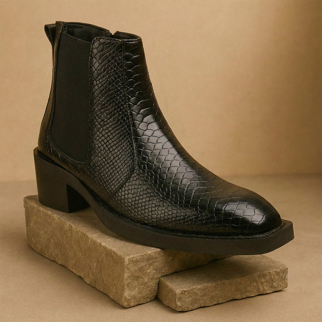 BAXXICO Mens Stylish 2 Inch Height Boosting Ankle Boots