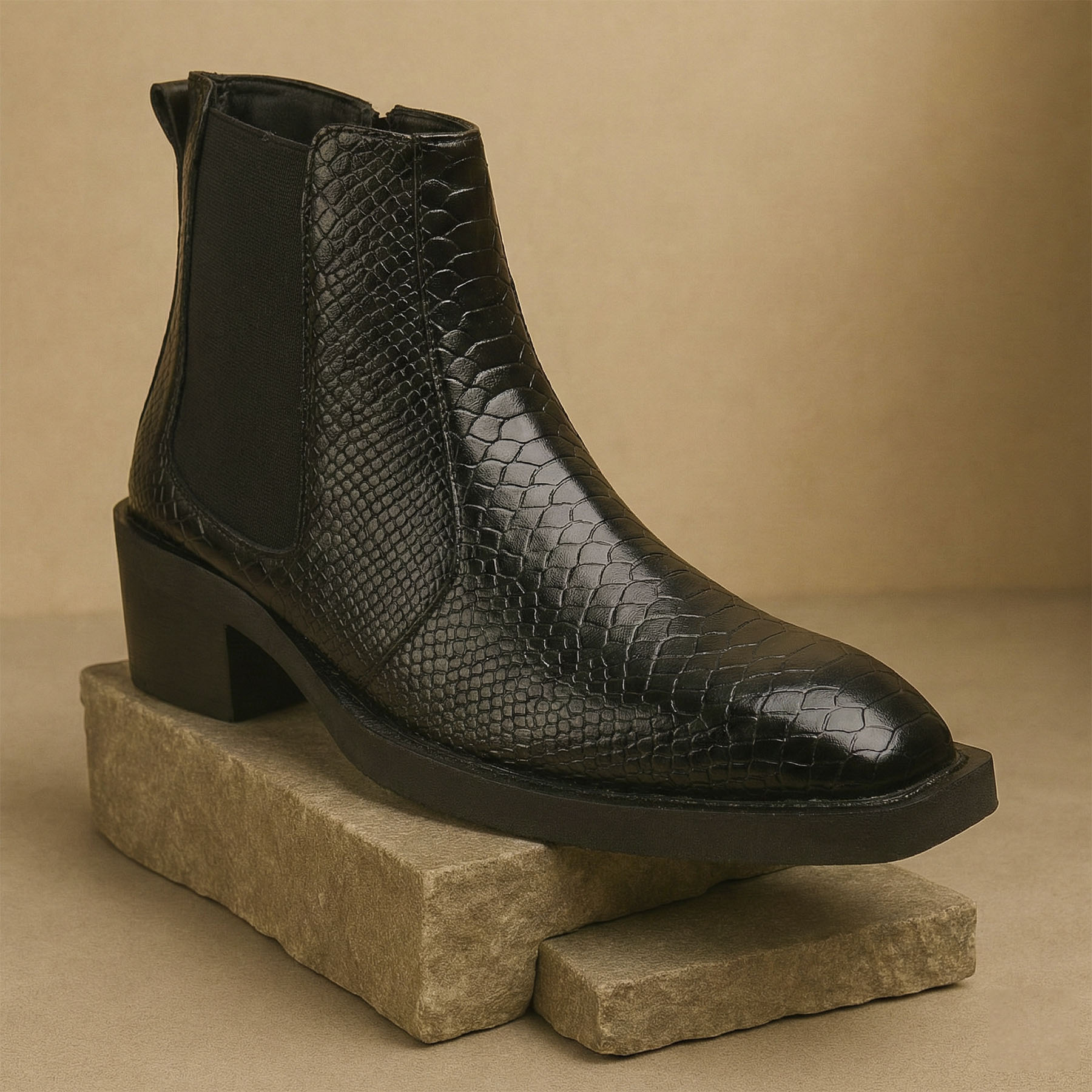 BAXXICO Mens Stylish 2 Inch Height Boosting Ankle Boots