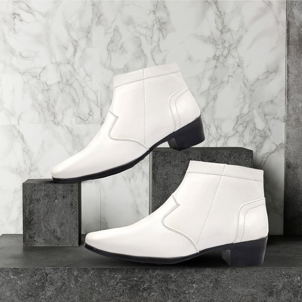 Mens Premium Gloss Chelsea Boots 2 inch Built in Elevator Lift