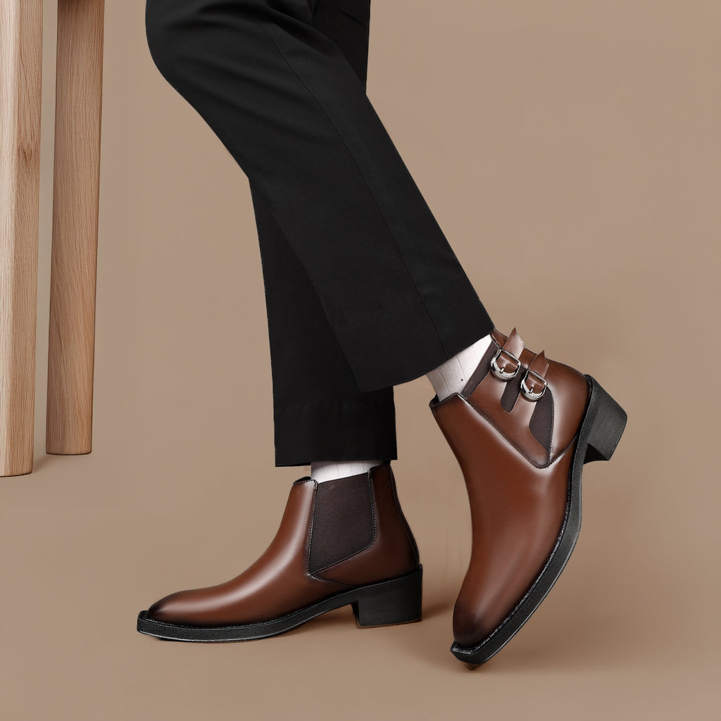 BAXXICO Mens Formal Chelsea Boots Extra Height Lift Comfortable Fashion Boots
