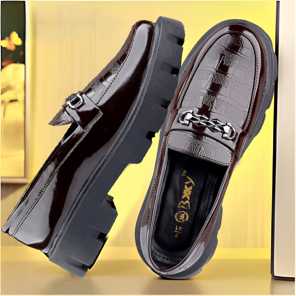 Baxxico Premium Patent Vegan Buckle Slip ons for Men