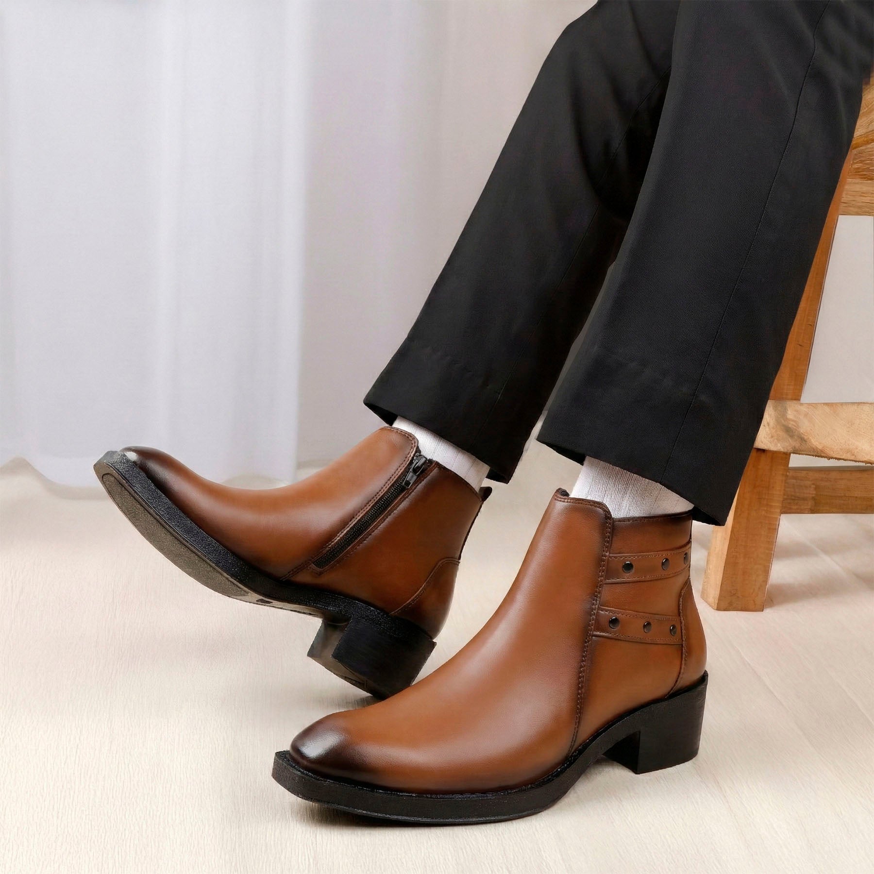 BAXXICO 2 Inch Height Lift Boots Stylish Elevator Footwear for Men