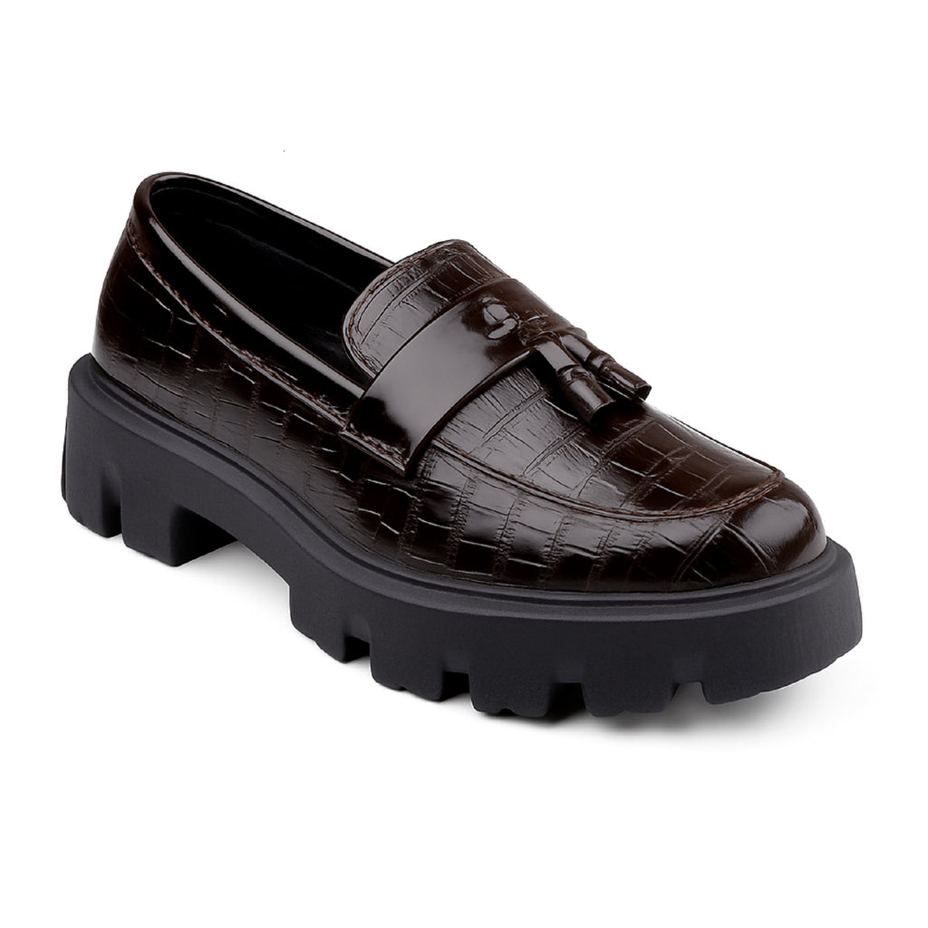 Baxxico Premium Patent Vegan Tassel Slip ons for Men