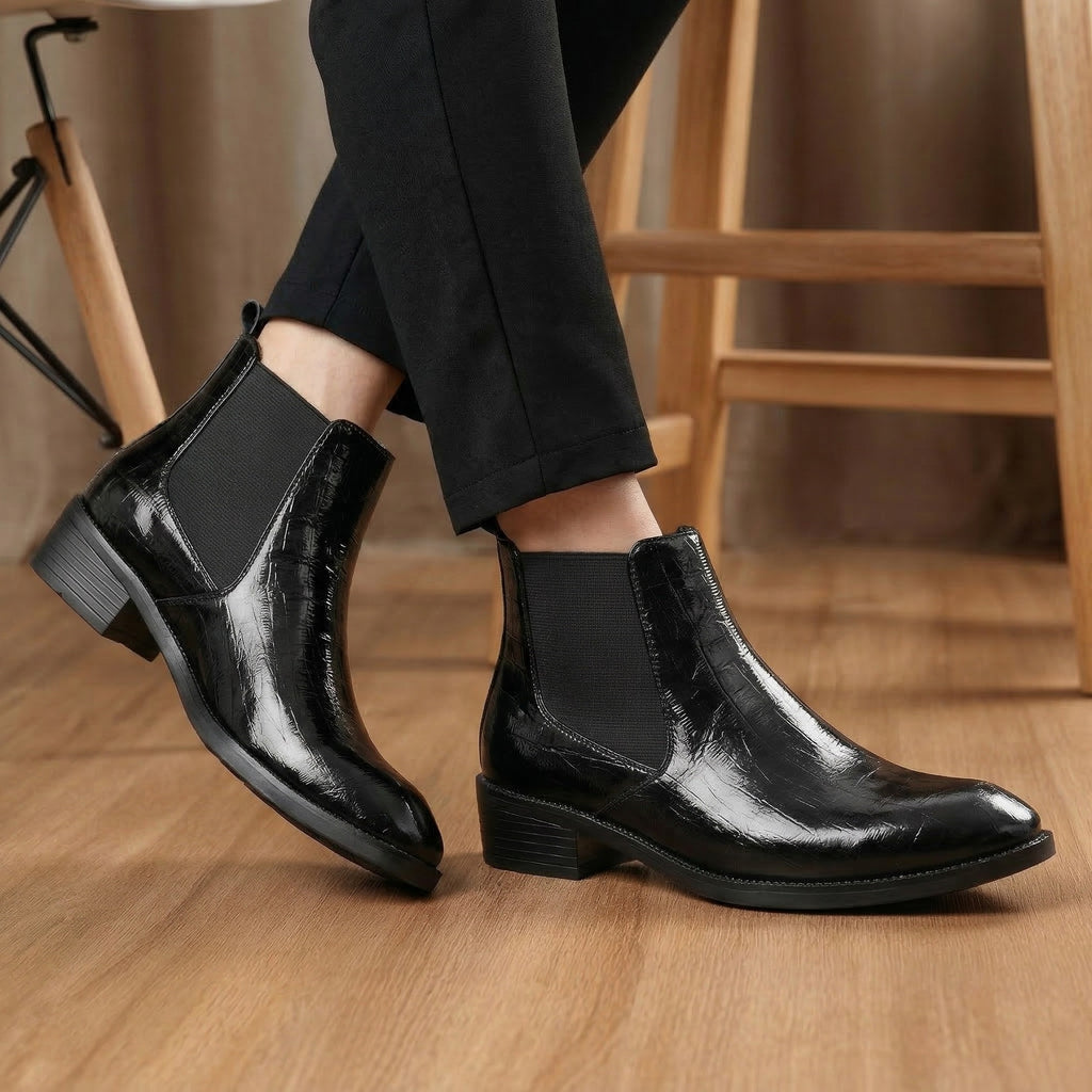 BAXXICO Mens Elevator Chelsea Boots Increase Height with Premium Style
