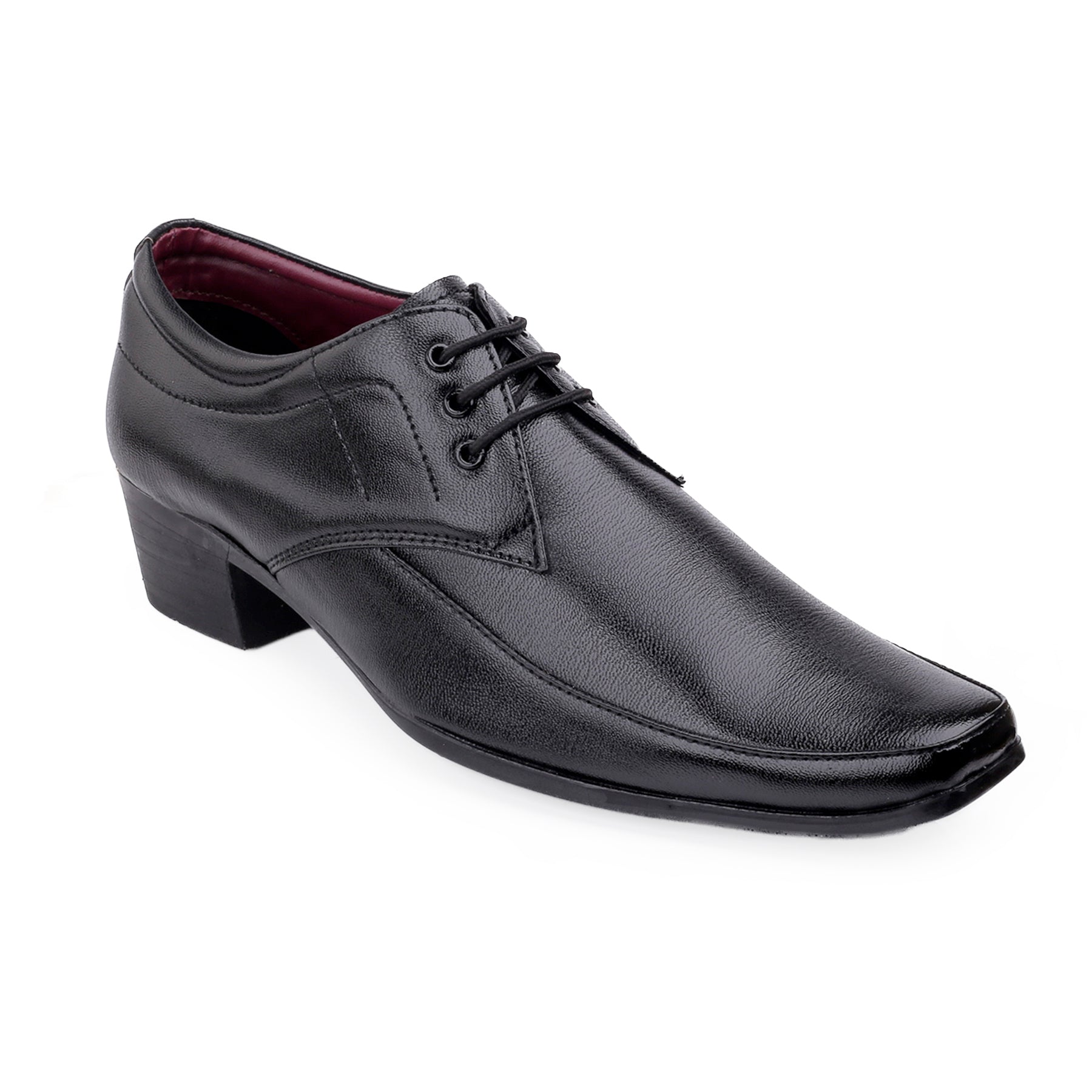 Mens Height Increasing Faux Upper Formal Derby Black Lace Up Shoes