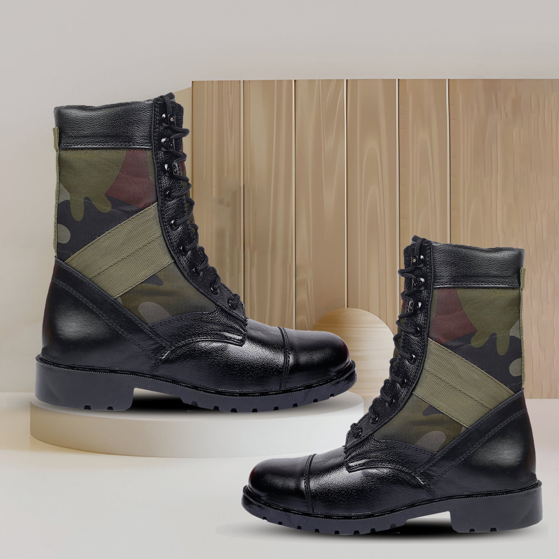 BAXXICO Mens Pure Vegan Leather High Ankle Army Boots