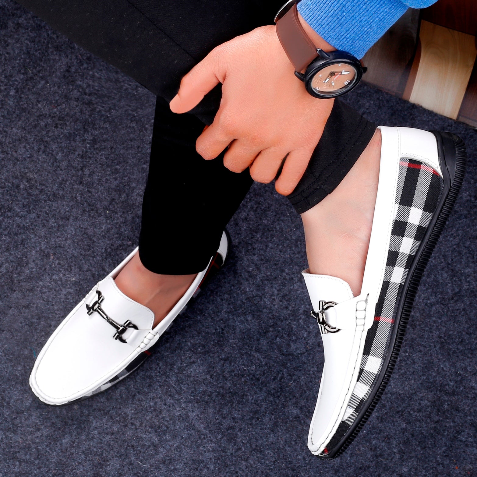 BAXXICO Stylish And Comfortable Checker Loafers for Men
