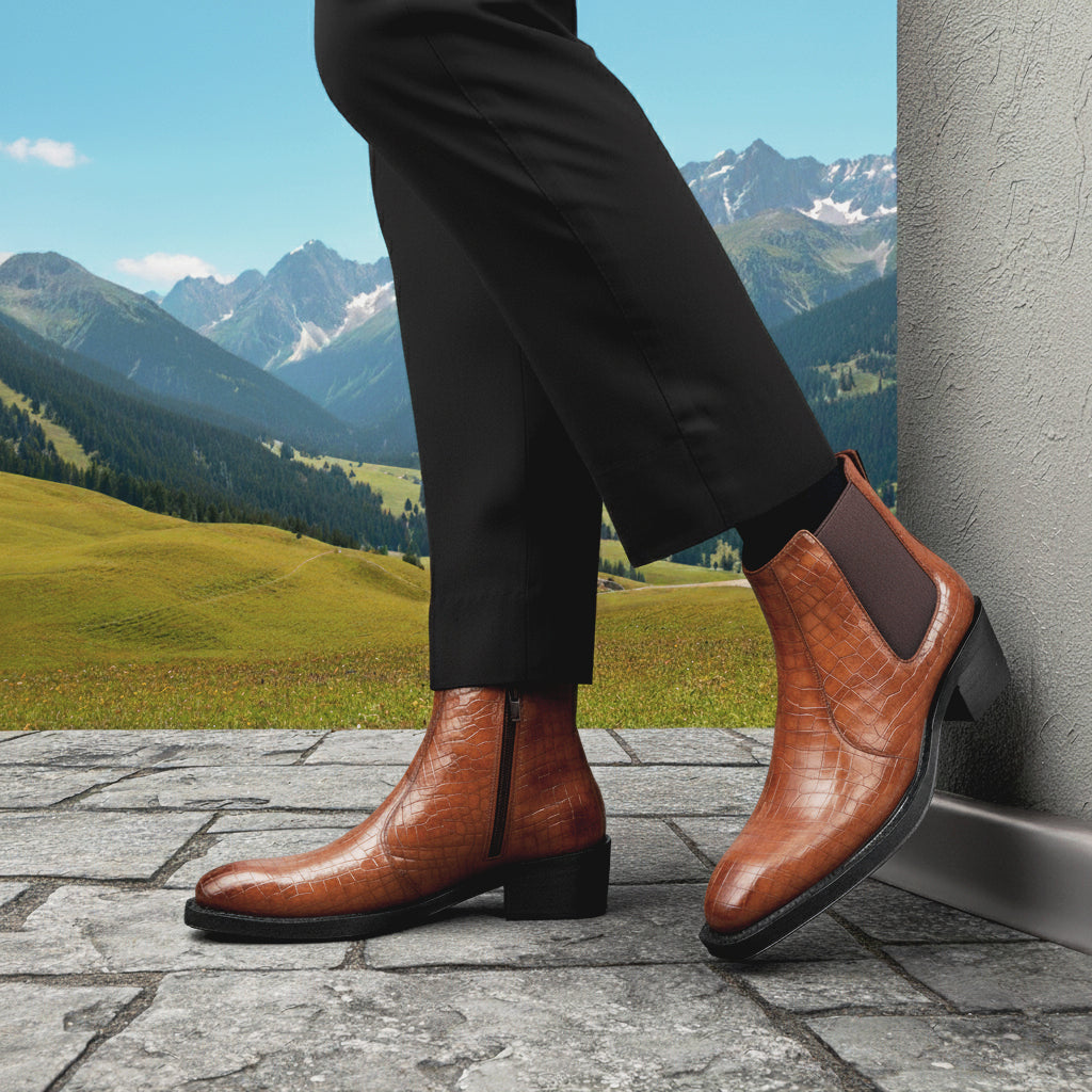 BAXXICO Mens 2 Inch Heel Height Boots Stylish Elevation with Comfort