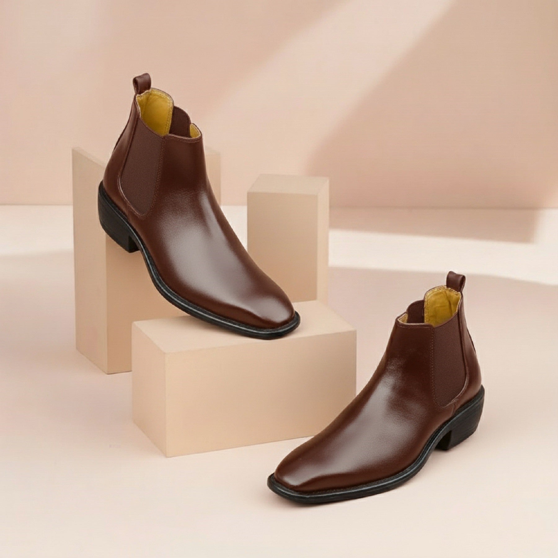 BAXXICO 2 Inch Height Increasing Faux Vegan Leather Chelsea Boots for Men