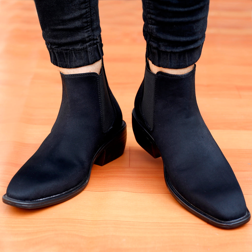 BAXXICO Mens Height Increasing Suede British Formal and Casual Wear Chelsea Boots