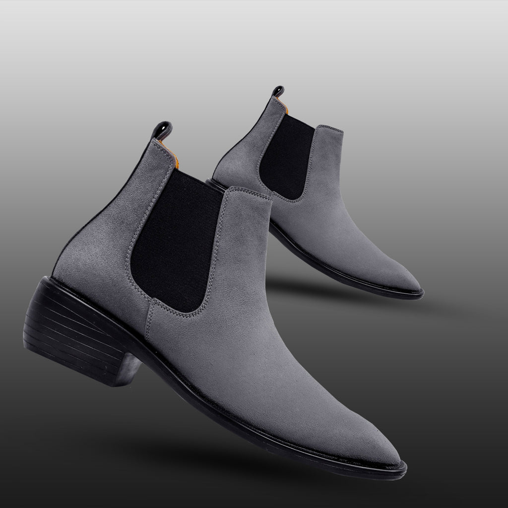 BAXXICO Mens Height Increasing Suede British Formal and Casual Wear Chelsea Boots