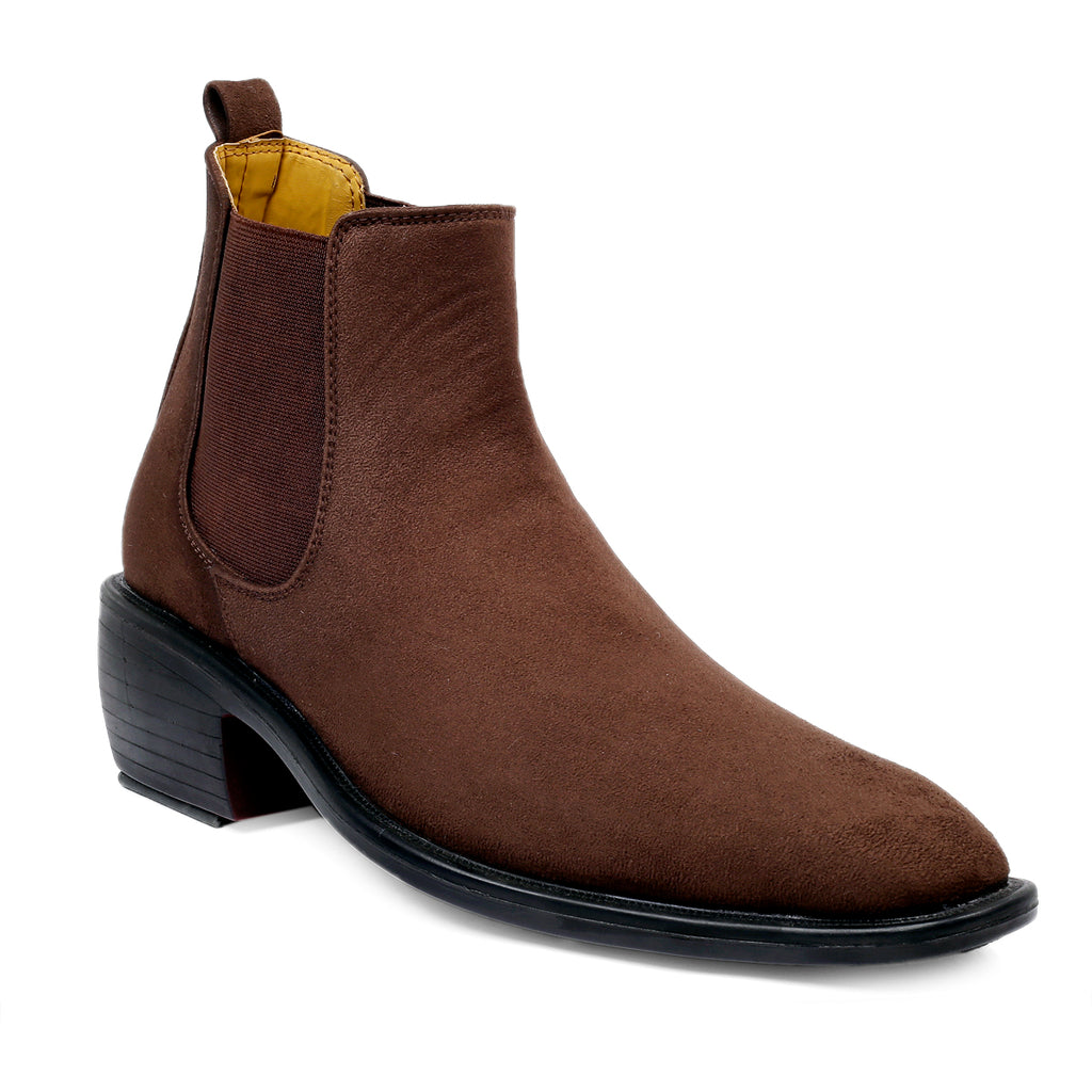 BAXXICO Mens Height Increasing Suede British Formal and Casual Wear Chelsea Boots