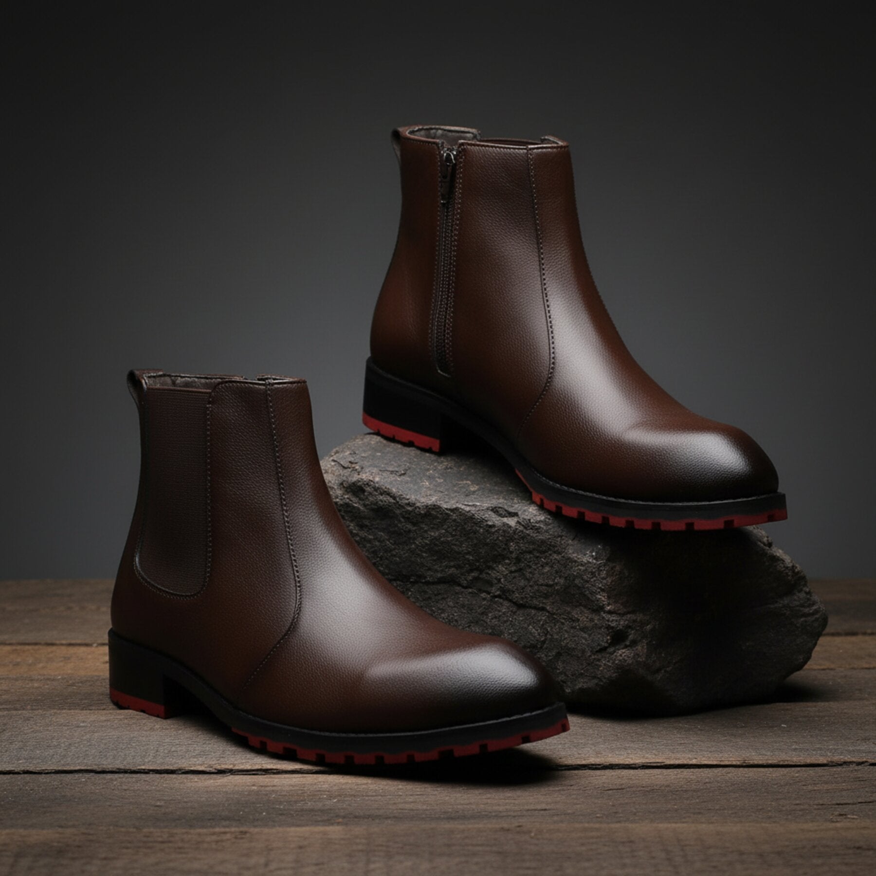BAXXICO Stylish Black Chelsea Boots with Premium Elevated Heel Design