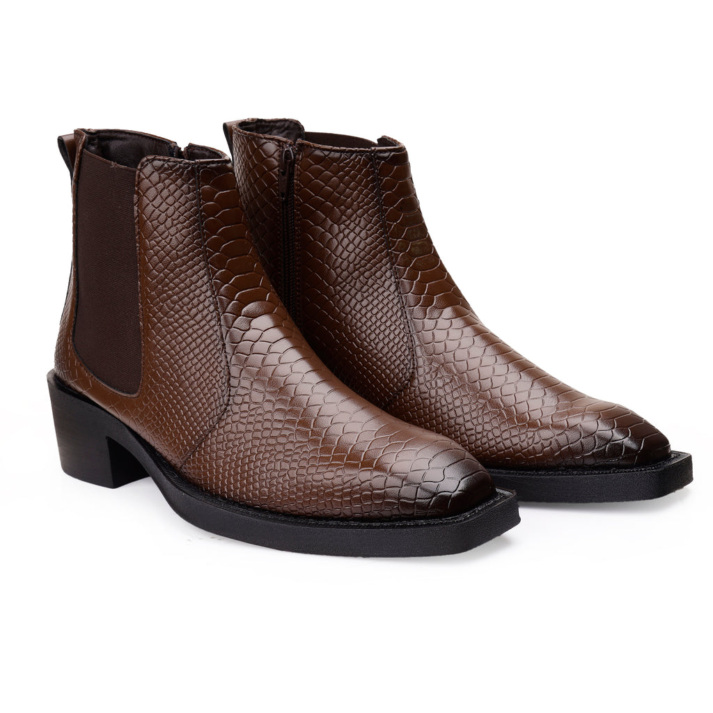 BAXXICO Mens Stylish 2 Inch Height Boosting Ankle Boots