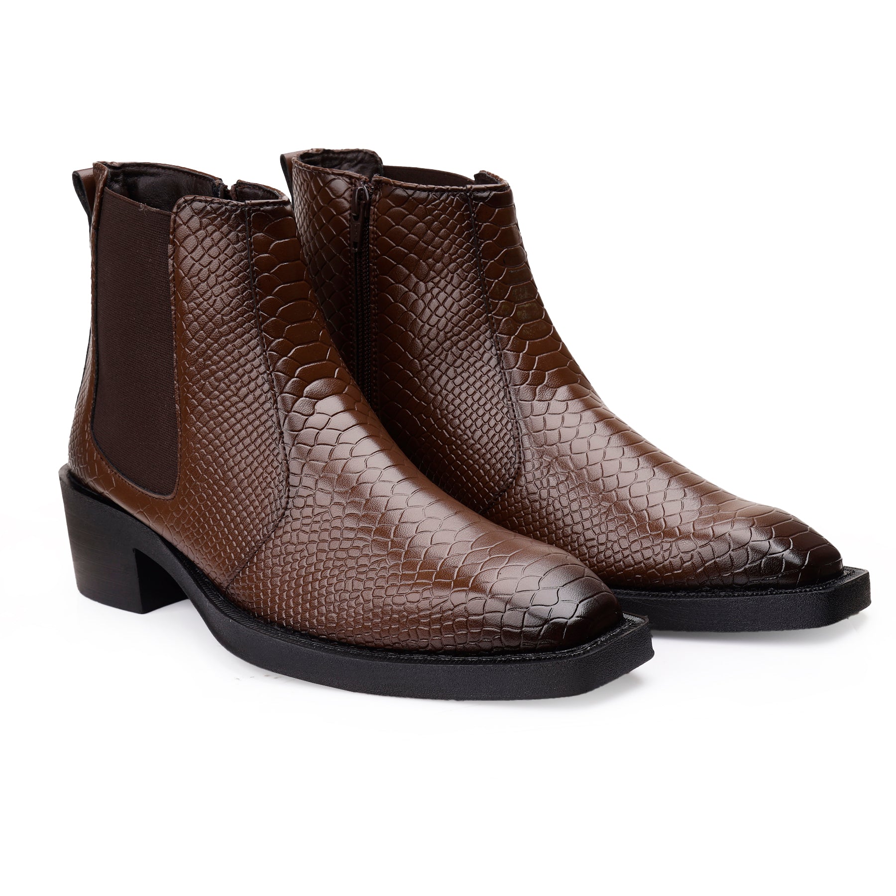 BAXXICO Mens Stylish 2 Inch Height Boosting Ankle Boots