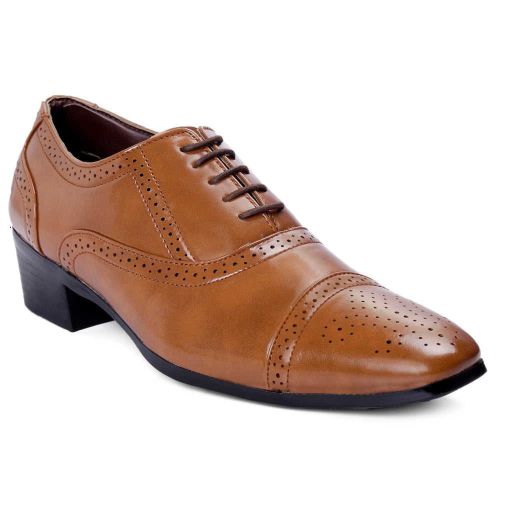 BAXXICO Mens Faux Vegan Leather Oxford Semi Brogue Formal Lace Up Shoes