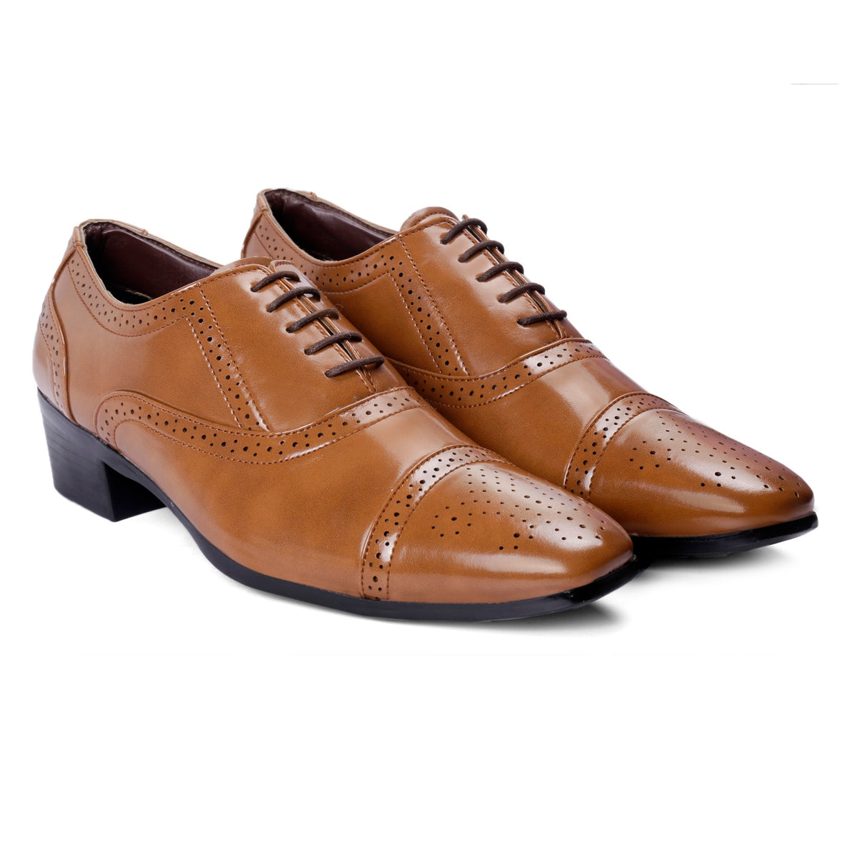 BAXXICO Mens Faux Vegan Leather Oxford Semi Brogue Formal Lace Up Shoes
